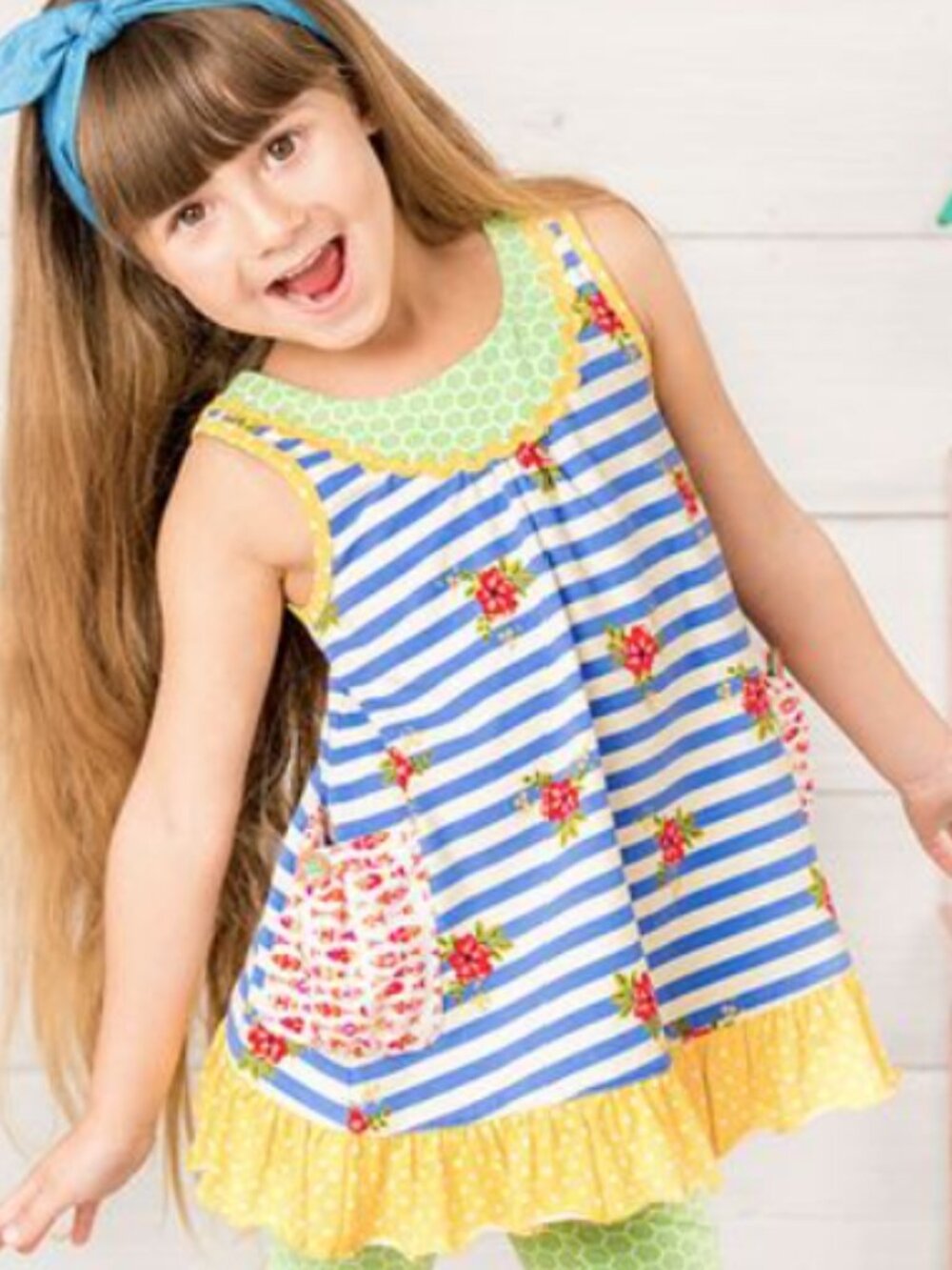 Matilda Jane | Red Light Green Light Striped Floral Ruffle Pocket Tunic Tank Top